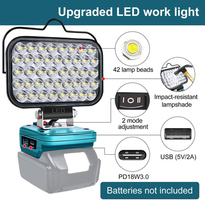 Cordless LED Work Light for Milwaukee 18V Lithium Batteries, 108W 5400LM Adjustable Portable Flood Lights for Job Site Lighting Outdoor Camping Garage Vehicle Lighting【Battery not Included】