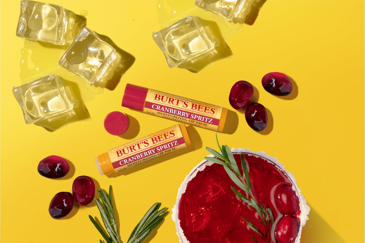 Burt's Bees Kissable Colour Gift Set, Warm Collection, 3 Lip Shimmers in Peony, Rhubarb and Fig