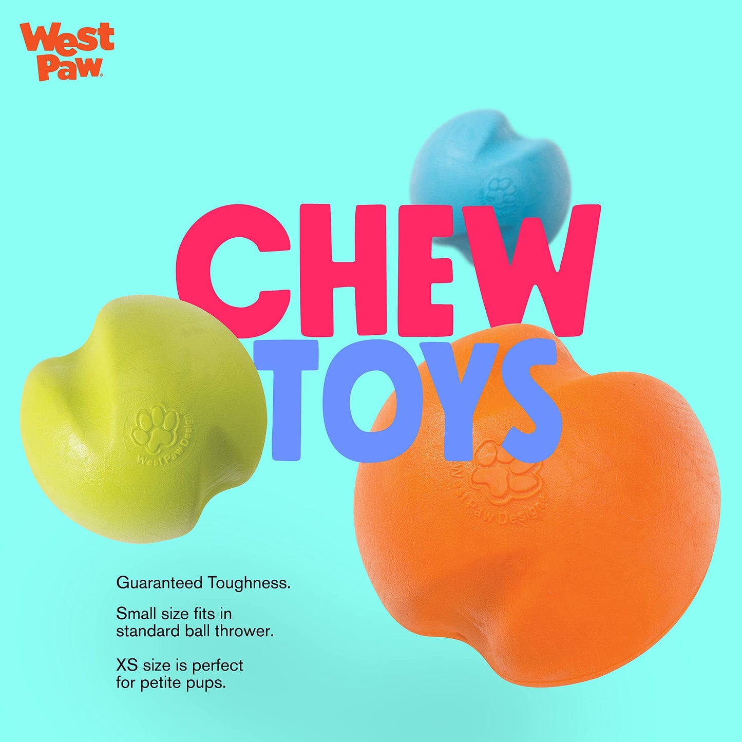 West Paw Zogoflex Jive Durable Nearly Indestructible Dog Ball Chew-Fetch-Play Dog Toy, 100% Guaranteed Tough, It Floats!, Made in USA, Large 3-1/4-Inch, Tangerine