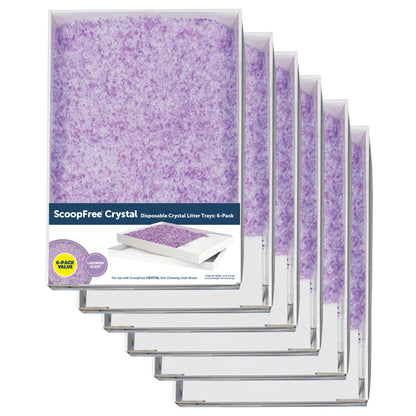 PetSafe ScoopFree Crystal Litter Tray Refills Lavender Crystals, 3-Pack Disposable Tray Includes Leak Protection & Low Tracking Litter Absorbs Odors on Contact,(PAC00-16689)