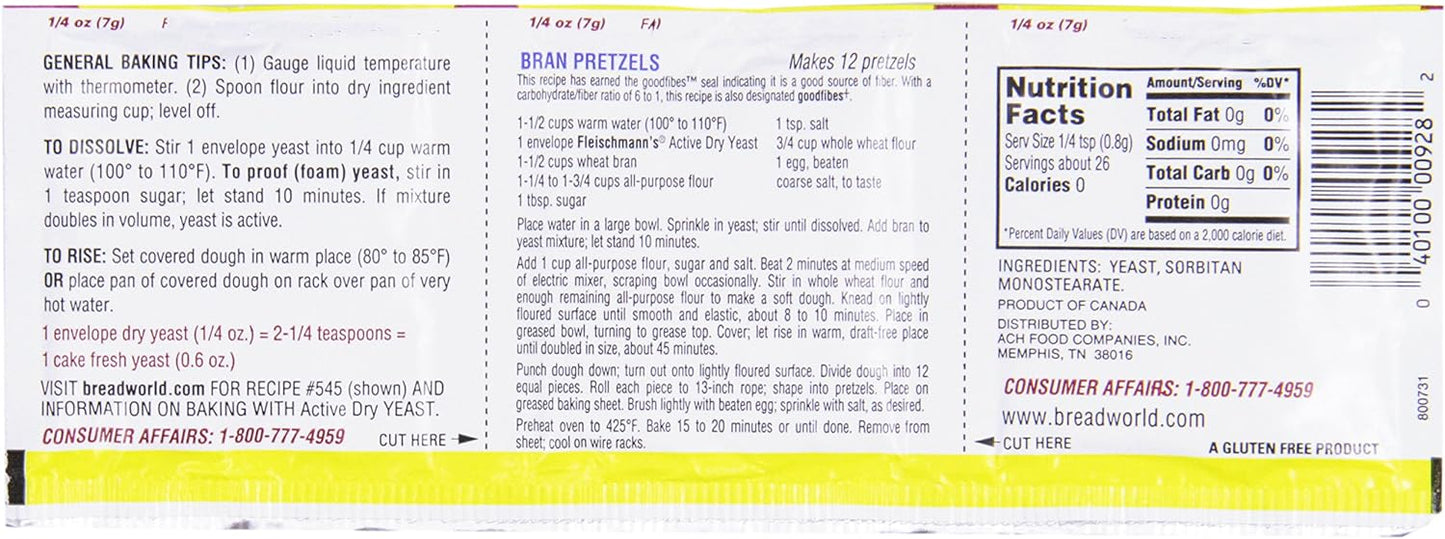 Fleischmann's Active Dry Yeast,0.25 Ounce, 3 Count