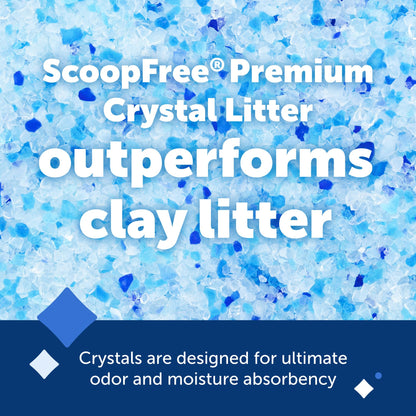 PetSafe ScoopFree Premium Blue Crystal Litter, Superior Odor Control - Low Tracking for Less Mess - Lasts Up to 1 Month (2 Pack of 4.3 Lb Bag)