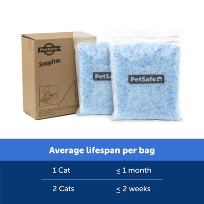 PetSafe ScoopFree Premium Blue Crystal Litter, Superior Odor Control - Low Tracking for Less Mess - Lasts Up to 1 Month (2 Pack of 4.3 Lb Bag)