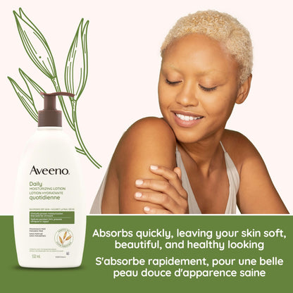 Aveeno Daily Moisturizing Lotion, Dry Skin, Non Comedogenic, Prebiotic Oat, Daily Moisturizer, Fragrance Free, 532mL