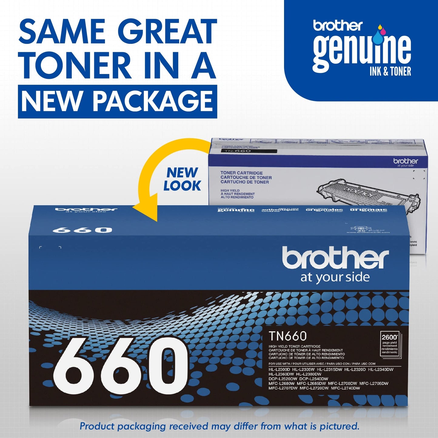 Brother Genuine High Yield Toner Cartridge, TN660, Replacement Black Toner, Page Yield Up to 2,600 Pages, 1 Pack