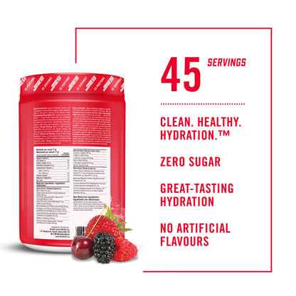 BioSteel Hydration Mix, Great Tasting Hydration with Zero Sugar, and No Artificial Flavours or Preservatives, Mixed Berry Flavour, 45 Servings per Tub