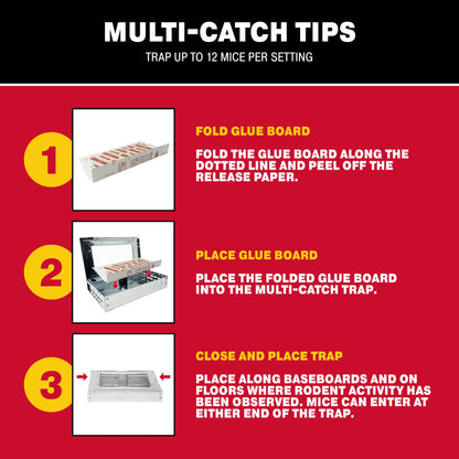 Catchmaster Pro Series Multi-Catch Mouse Trap 6-Pack, Humane Mouse Traps Indoor for Home, Rat Trap Outdoor with Replaceable Glue Boards, Pet Safe Pest Control, Live Trap for Garage & Shed