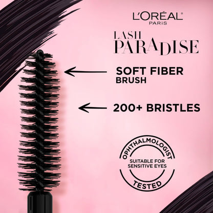 L’Oréal Paris Voluminous Lash Paradise Mascara, Lengthening Mascara, Volume & Length for Up to 24 Hours with Flower Oil Infused Conditioning Formula for Sensitive Eyes, Blackest Black, 0.28 fl. oz.