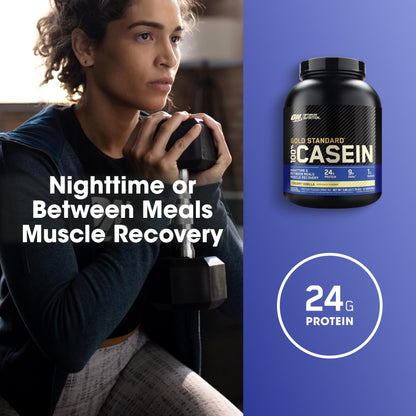 OPTIMUM NUTRITION GOLD STANDARD 100% Micellar Casein Protein Powder, Slow Digesting, Helps Keep You Full, Overnight Muscle Recovery, Creamy Vanilla, 0.91 kg