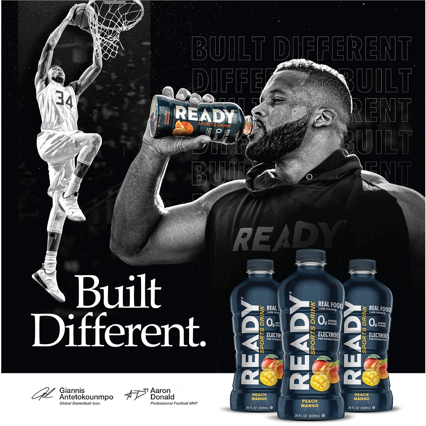 Ready Sports Drink, Electrolyte Blend with B Vitamins and No Added Sugar, Peach Mango, 16.9 Fluid Ounces