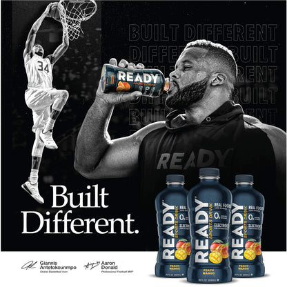 Ready Sports Drink, Electrolyte Blend with B Vitamins and No Added Sugar, Peach Mango, 16.9 Fluid Ounces