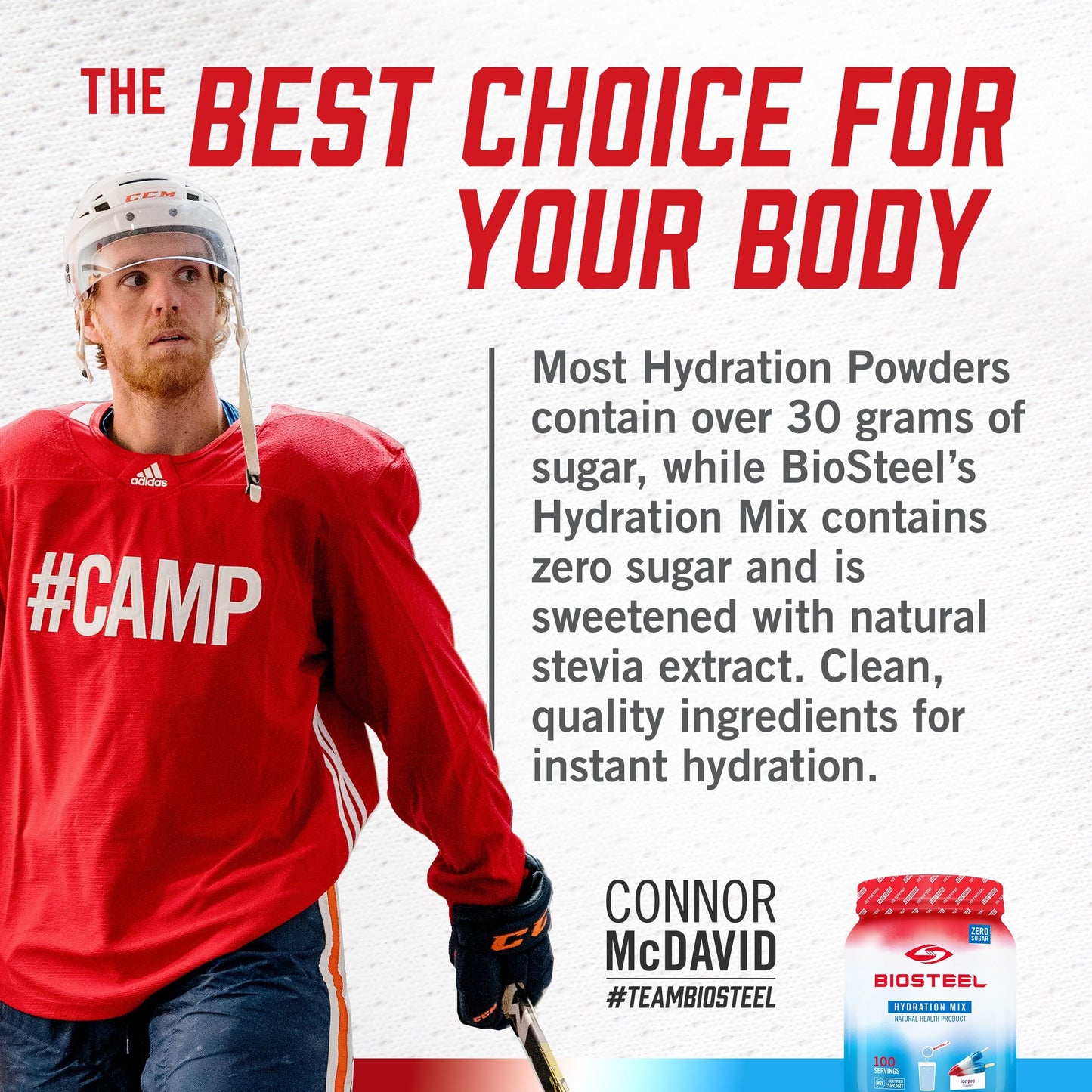 BioSteel Hydration Mix, Great Tasting Hydration with Zero Sugar, and No Artificial Flavours or Preservatives, Ice Pop Flavour, 100 Servings per Tub
