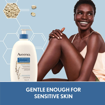 Aveeno Skin Relief Moisturizing Body Lotion With Natural Shea Butter & Triple Oat Complex, Unscented Moisturizer for Extra Dry, Itchy or Sensitive Skin, Fragrance Free, 975mL