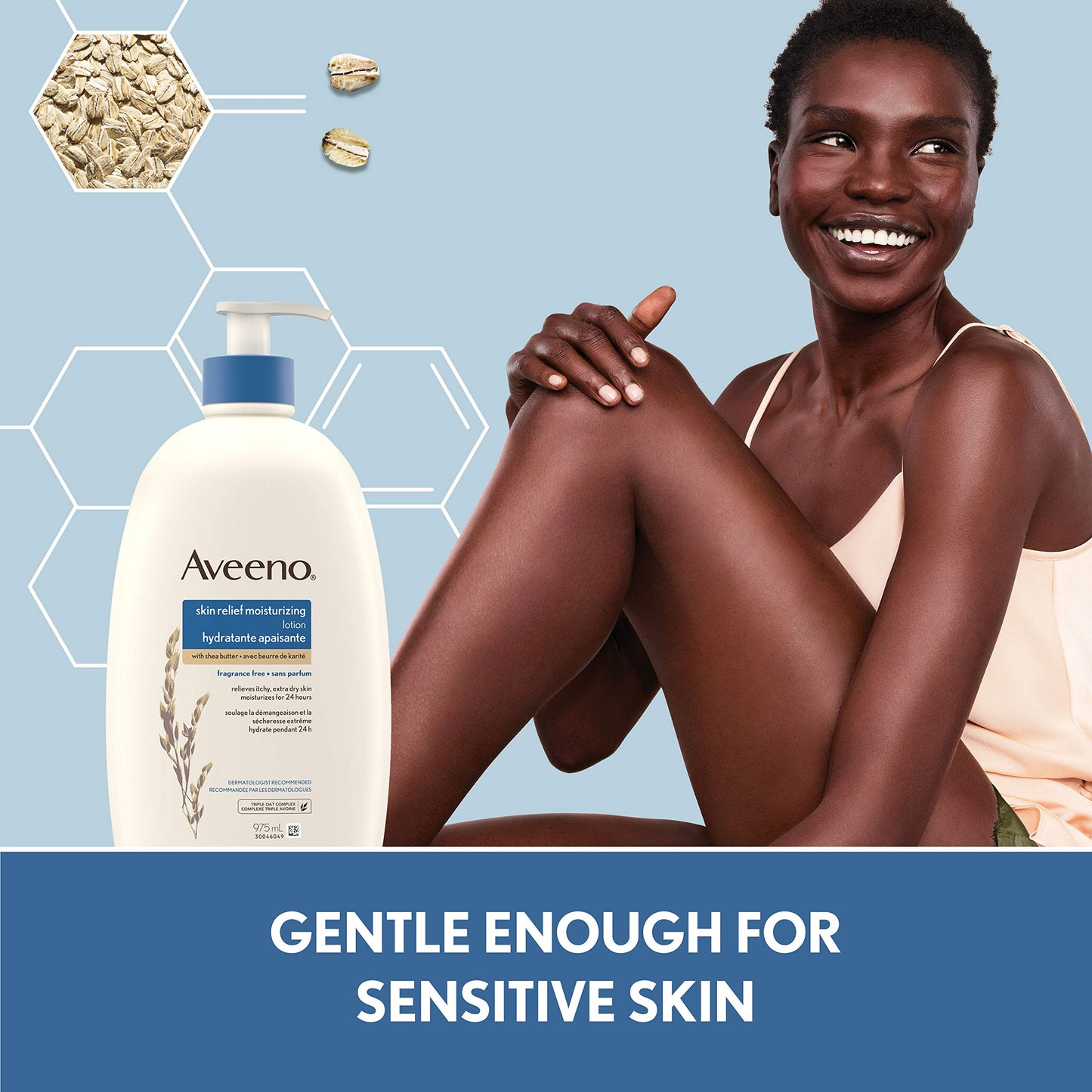 Aveeno Body Cream, Intense Relief and Moisture Repair for Dry and Itchy Skin, Unscented Moisturizer, 306 mL