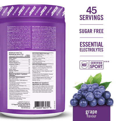 BioSteel Hydration Mix, Great Tasting Hydration with Zero Sugar, and No Artificial Flavours or Preservatives, Grape Flavour, 45 Servings per Tub