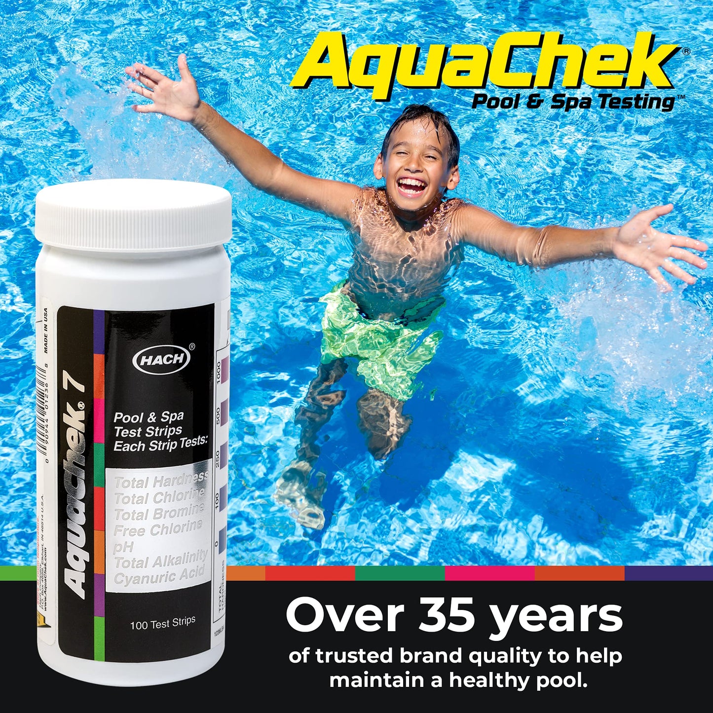 AquaChek 551236 7-Way 100 Count Pool Water Test Strips