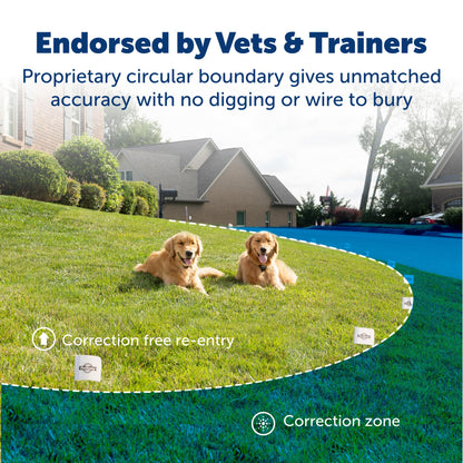 PetSafe Stay & Play Compact Wireless Fence, LCD Screen to Adjust The Circular Boundary, Secure up to a 3,000 Square Metre Area, Use for All Your Pets, Portable System