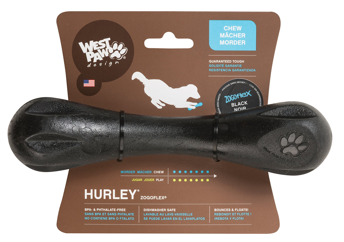 West Paw Zogoflex Hurley Durable Dog Bone Chew Toy for Aggressive Chewers, 100% Guaranteed Tough, It Floats!, Made in USA, Small, Granny Smith
