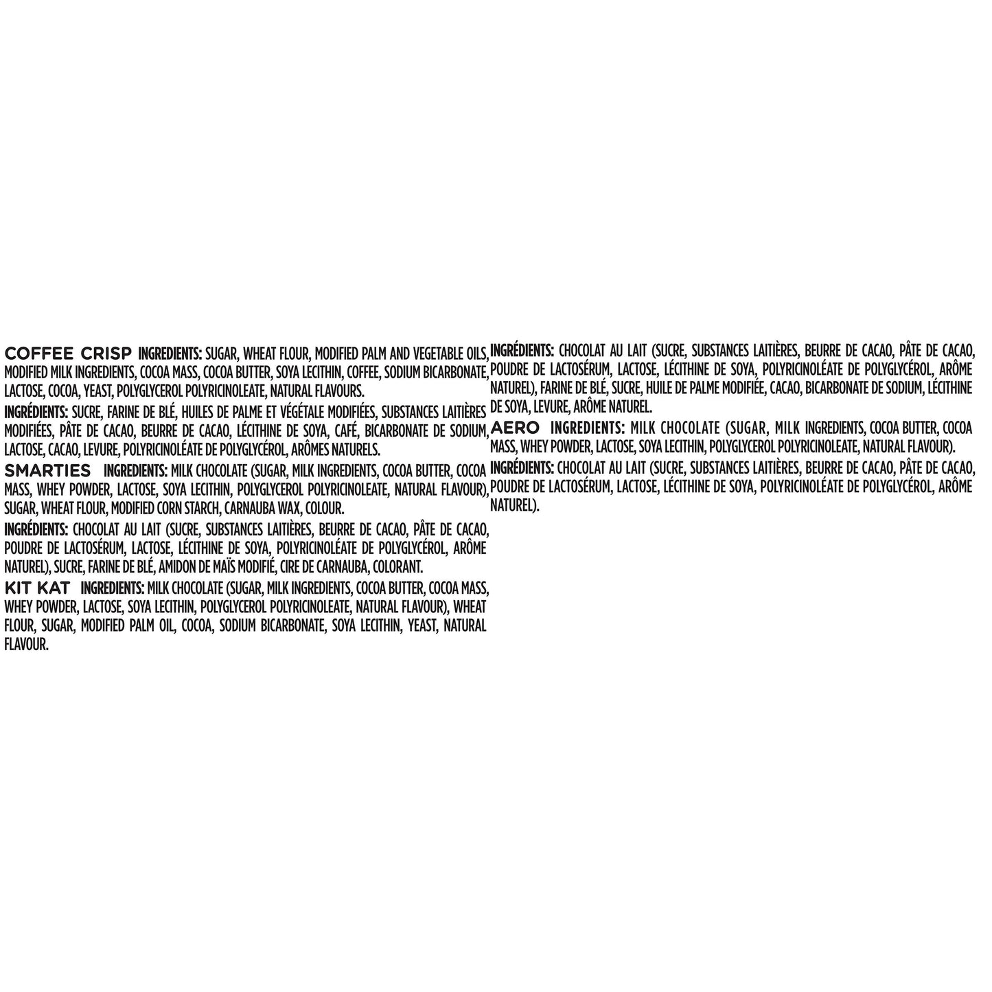 Nestle Mini Assorted Chocolate & Candy - KITKAT, Coffee Crisp, Aero, Smarties - 505 g (Pack of 50 Mini Bars)