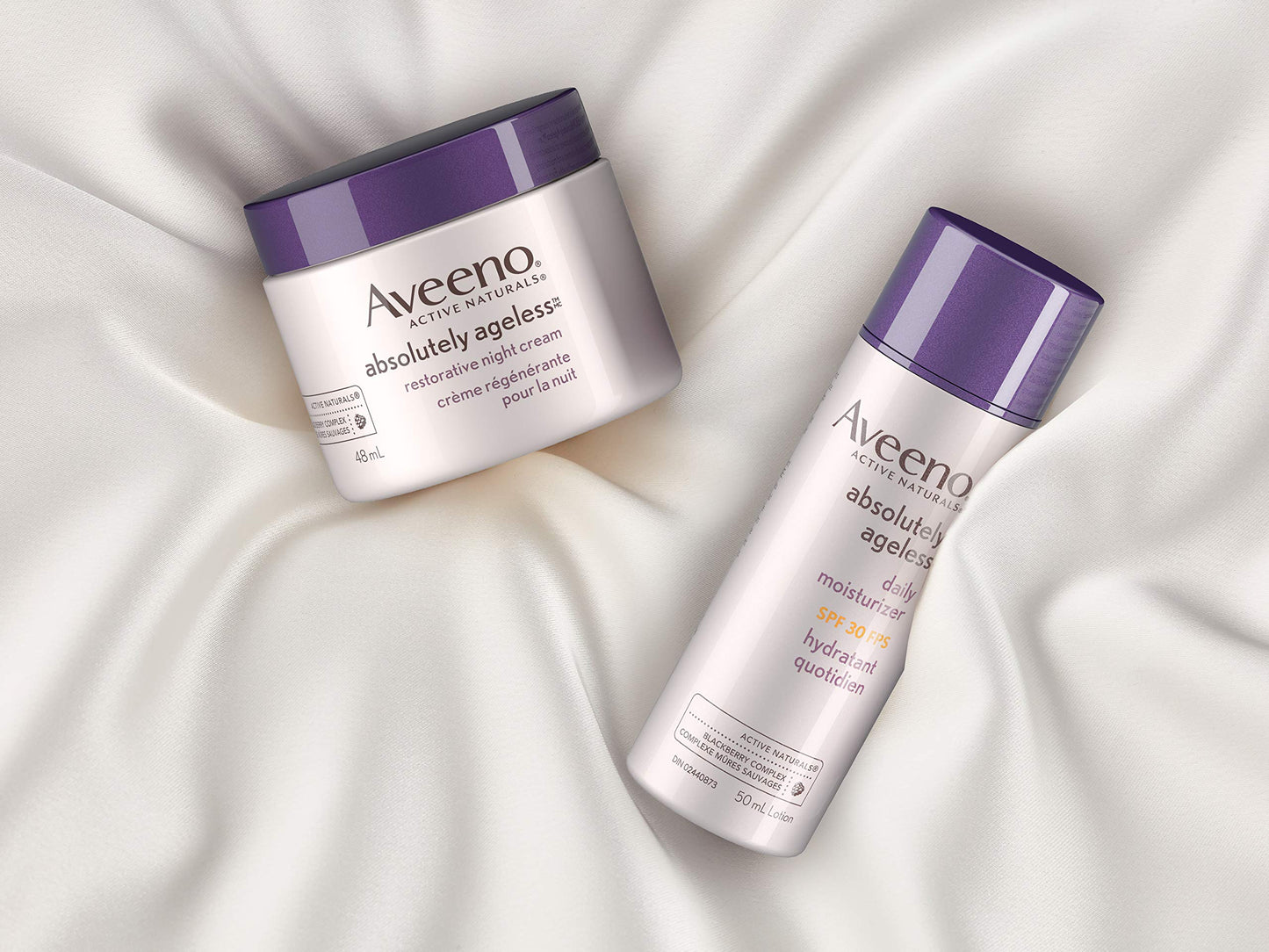Aveeno Anti Aging Night Cream, Active Naturals Absolutely Ageless Restorative Face Moisturizer for Wrinkles and Fine Lines, Hydrating Lotion with Blackberry Complex, Non-Comedogenic and Hypoallergenic, 48ML