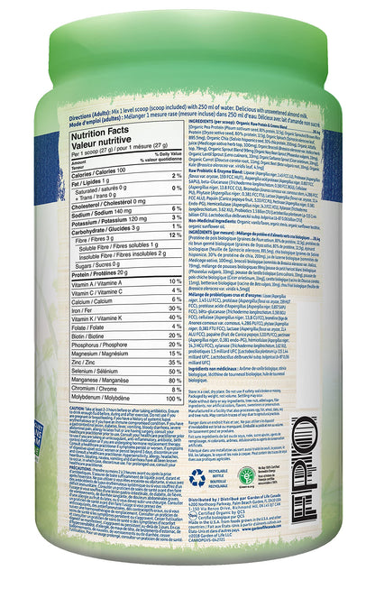 Garden of Life Raw All-in-One Nutritional Shake, Vanilla, (28 servings- 969g.) Packed with 20 grams of Certified Organic Plant Protein packed with incredible nutrition to help build lean muscle.Assists in the building of lean muscle when combined with reg