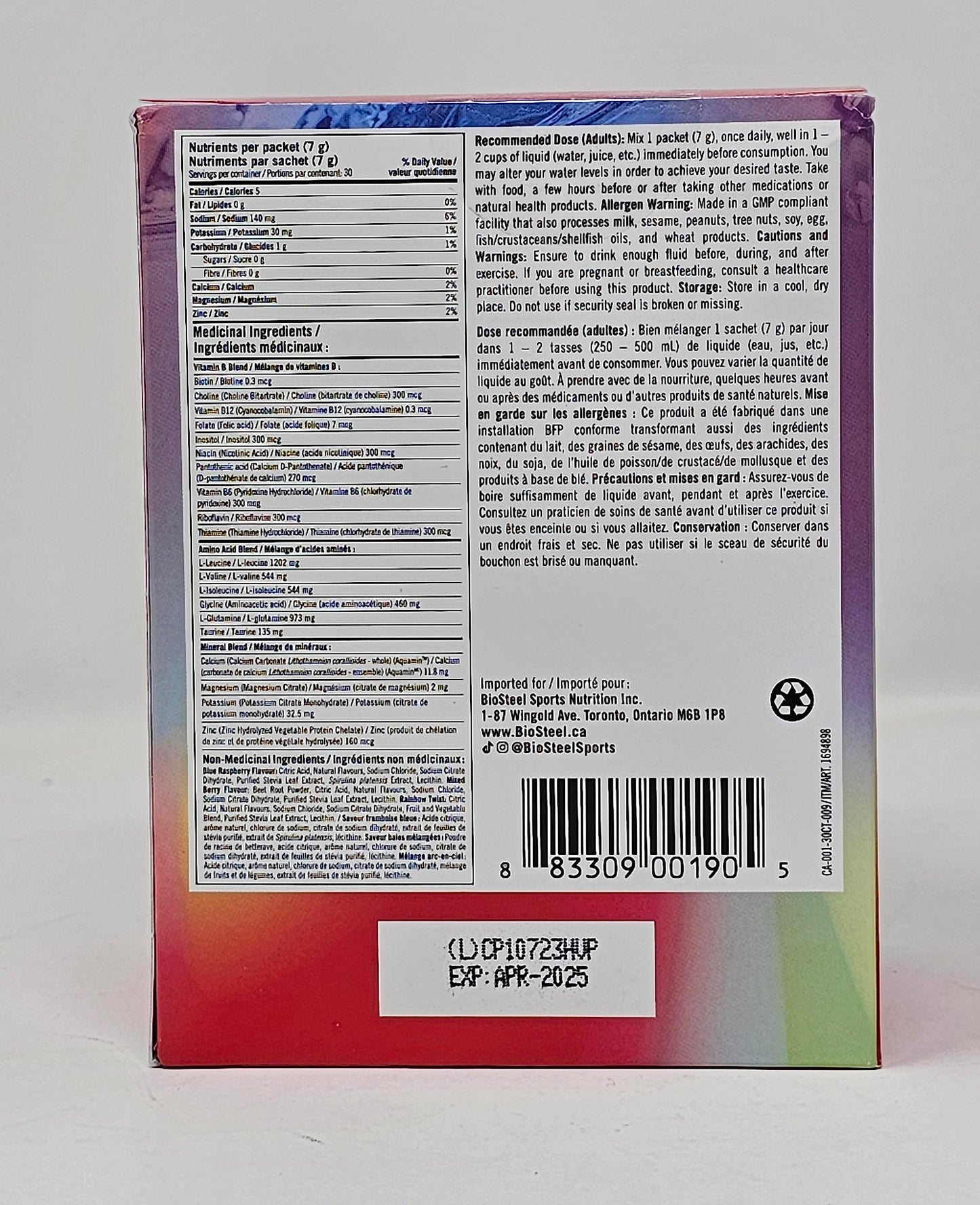 BIOSTEEL Zero Sugar Sports Hydration Mix Variety - Berry, Rainbow Twist & Blue Raspberry Flavours, 30 Packets