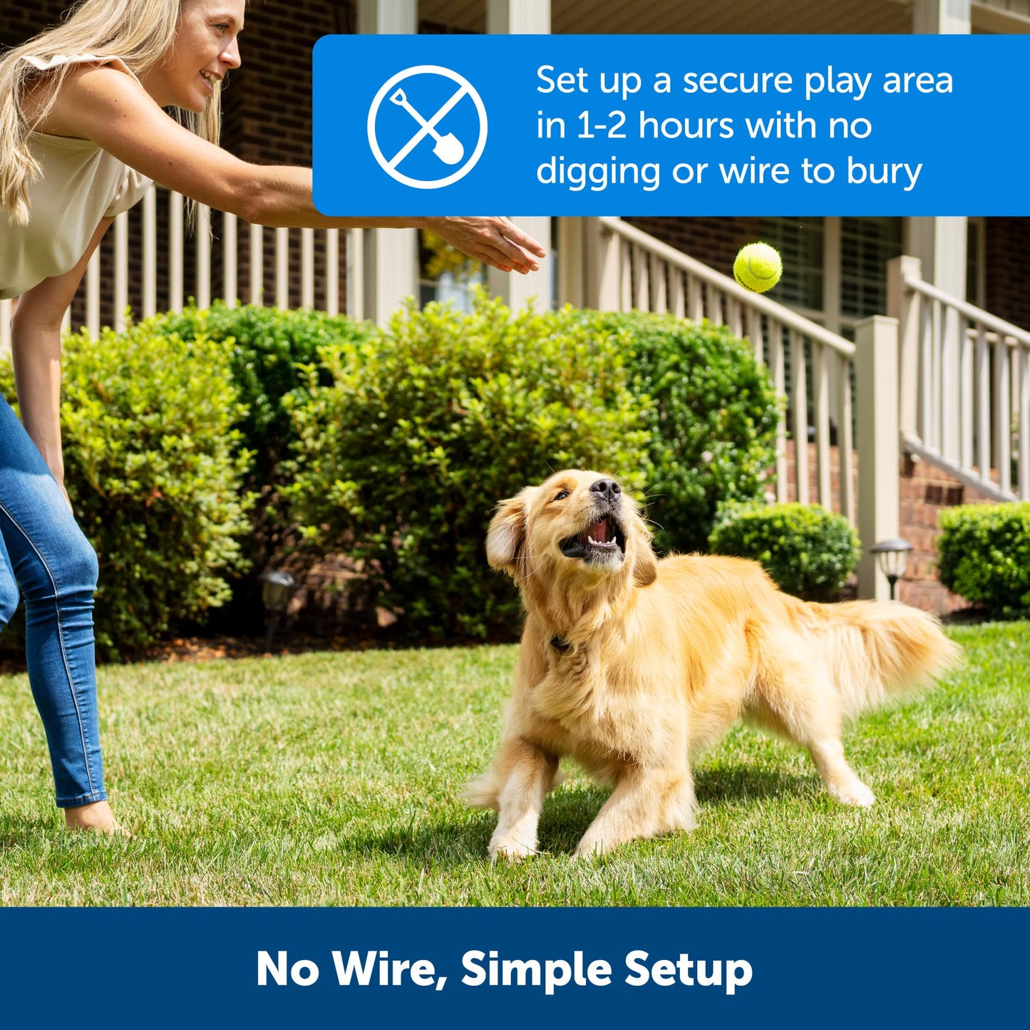 PetSafe Stay & Play Compact Wireless Fence, LCD Screen to Adjust The Circular Boundary, Secure up to a 3,000 Square Metre Area, Use for All Your Pets, Portable System