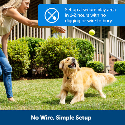 PetSafe Stay & Play Compact Wireless Fence, LCD Screen to Adjust The Circular Boundary, Secure up to a 3,000 Square Metre Area, Use for All Your Pets, Portable System