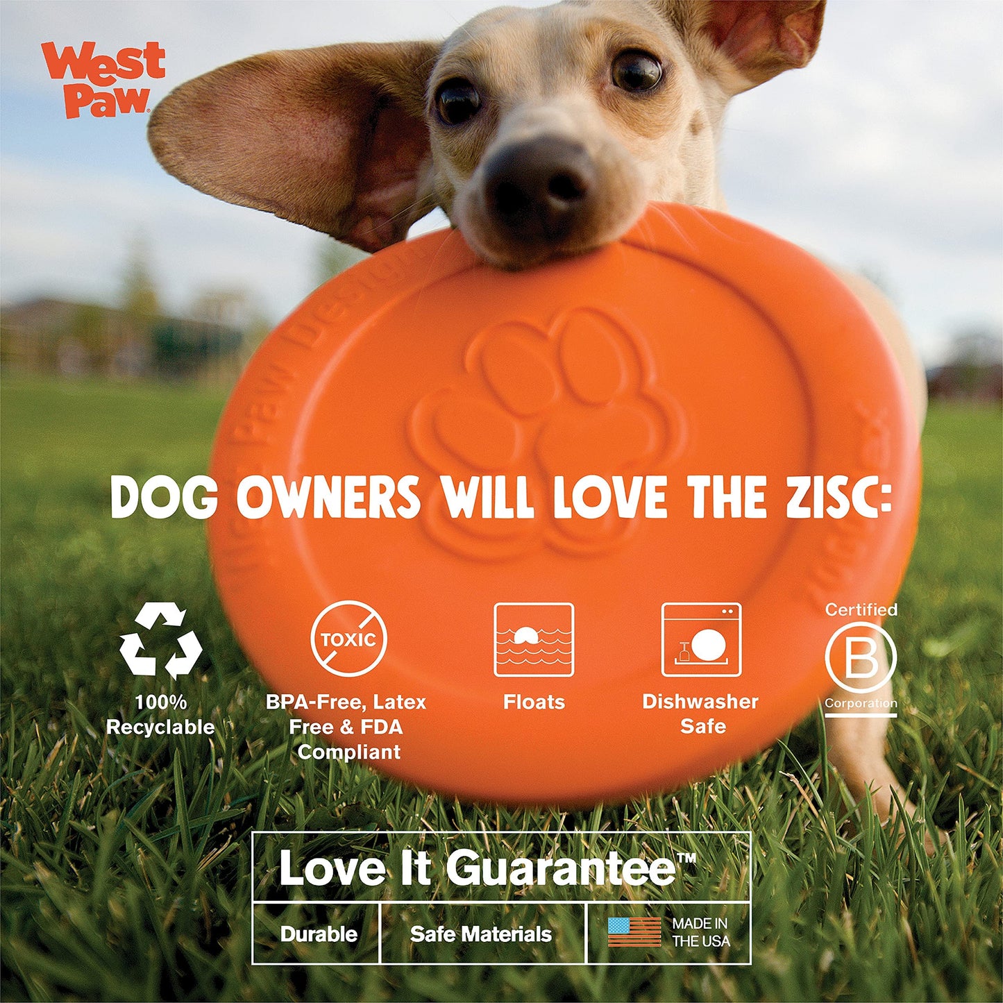 West Paw Zogoflex Zisc Dog Flying Disc, High Flying Aerodynamic Disc for Dogs Puppy – Lightweight, Floatable Disc for Fetch, Tug of War, Catch, Play – Doubles as Food/Water Bowl, Large 8.5", Aqua