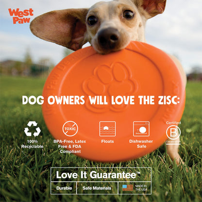 West Paw Zogoflex Zisc Dog Flying Disc, High Flying Aerodynamic Disc for Dogs Puppy – Lightweight, Floatable Disc for Fetch, Tug of War, Catch, Play – Doubles as Food/Water Bowl, Large 8.5", Aqua